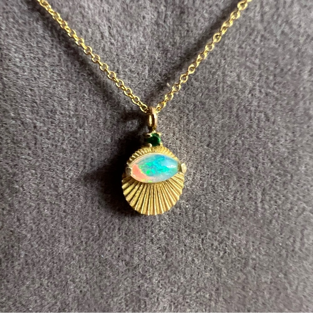 Beautiful charm and necklace from Kimberly Doyle opal and green pendant